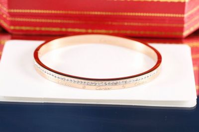 Cartier Replica Bangle - Rose Gold with Half Diamonds